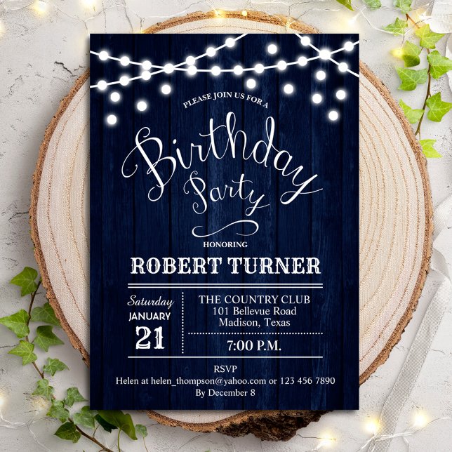 Invitation N'importe quel âge fête d'anniversaire - Rustic Na (Créateur téléchargé)