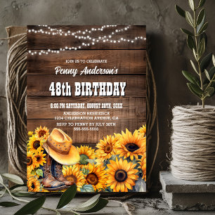 Invitation N'importe quel âge fête d'anniversaire Rustic Wood