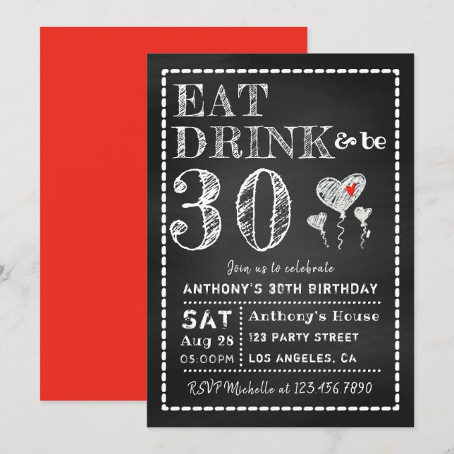 Invitation N'IMPORTE QUEL ÂGE Jalon Jalon Anniversaire Invita (Devant / Derrière)