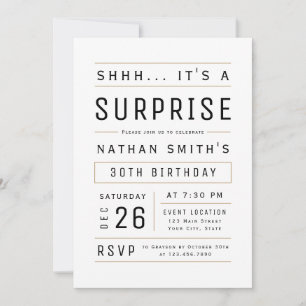 Invitation N'importe quel âge Moderne Typographie Simple Surp