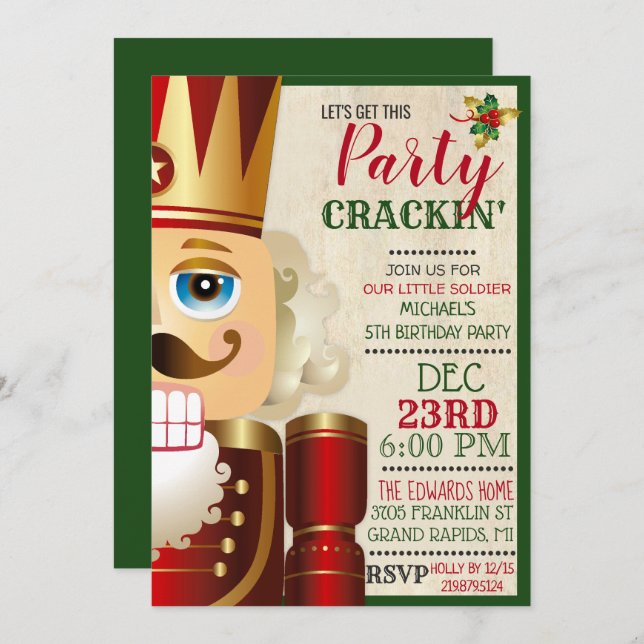 Invitation N'IMPORTE QUEL ÂGE - Nutcracker Anniversaire Invit (Devant / Derrière)
