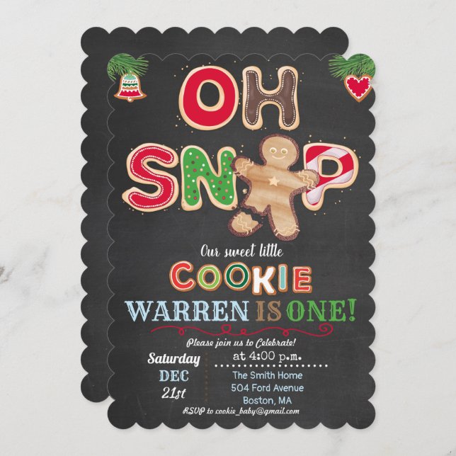 Invitation N'IMPORTE QUEL ÂGE - Oh Snap Gingerbread Invitatio (Devant / Derrière)