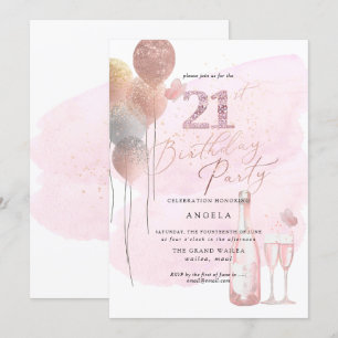 Invitation N'importe quel âge, Parties scintillant Ballons Ch