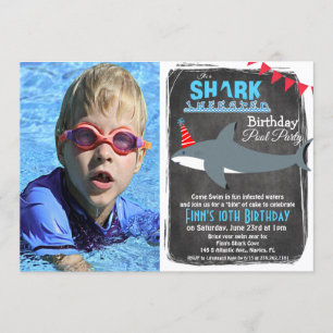 Invitation N'IMPORTE QUEL ÂGE - Requin Pool Party Photo Invit