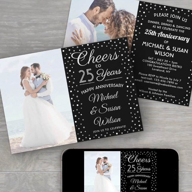 Invitation N'IMPORTE QUEL Anniversaire 2 Photo Cheval Black & (Créateur téléchargé)