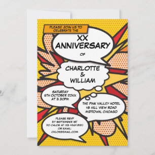 Invitation N'importe quel anniversaire de mariage Fun Retro B