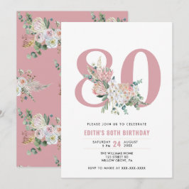 Invitation N'importe quelle aquarelle d'âge rose floral 80e a