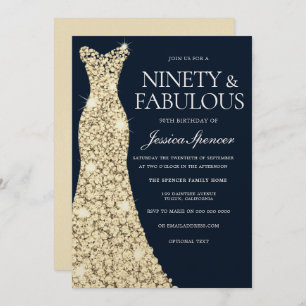 Invitation Ninety & Fabulous ! ! Robe d'or Gown 90e anniversa