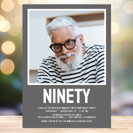 Invitation NINETY moderne Photo 90th Birthday Party Invitatio