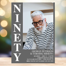 Invitation NINETY Photo moderne 90th Birthday Party