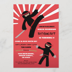 Invitation Ninja Anniversaire du guerrier Red Boy's Fun