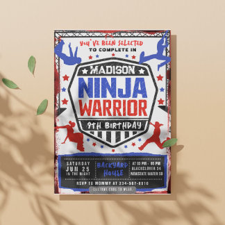 Invitation Ninja Athletic Warrior Anniversaire Fête Invitatio