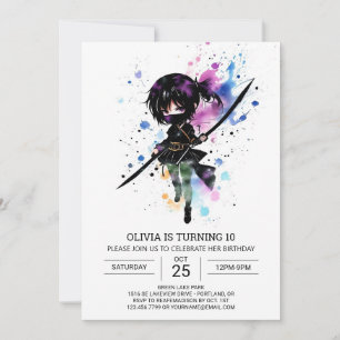 Invitation Ninja fille numérique personnalisée Anniversaire