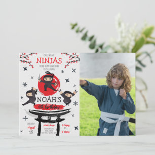 Invitation Ninja Guerrier Arts Martiaux Photo Anniversaire