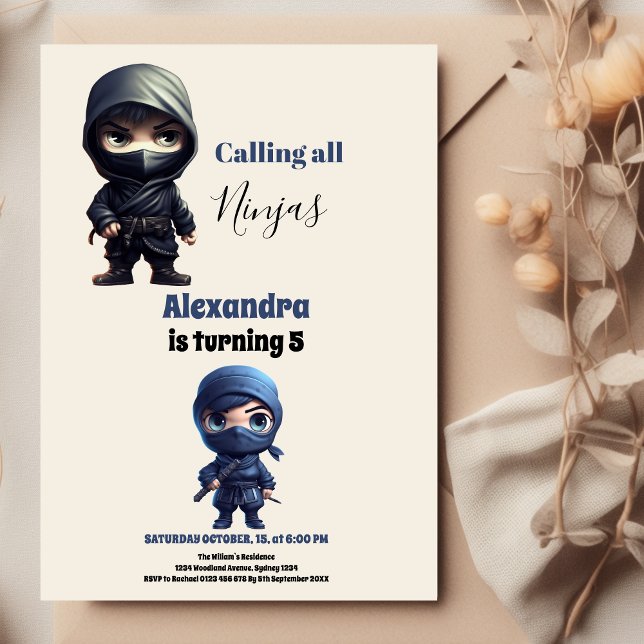 Invitation Ninja Karate Arts martiaux fête d'anniversaire (Créateur téléchargé)