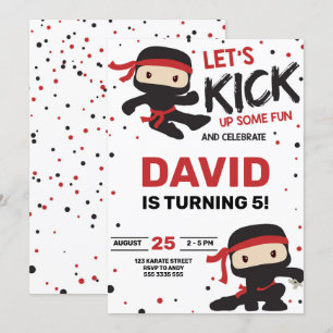 Invitation Ninja Karate Boy Anniversaire Arts martiaux