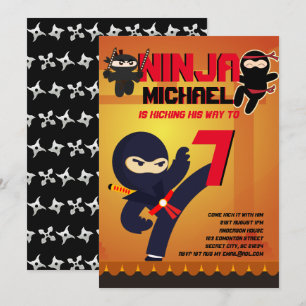 Invitation NINJA MOVIE STAR WARRIOR Boys Girls Dessin Party