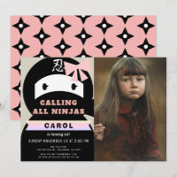 Ninja Pink & Black Girl Photo Anniversaire