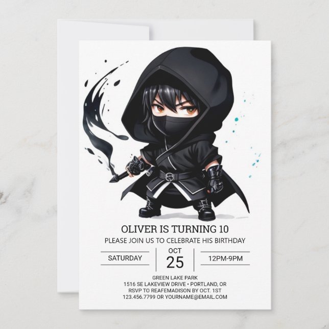 Invitation Ninja Surprise Enfants Anniversaire (Devant)