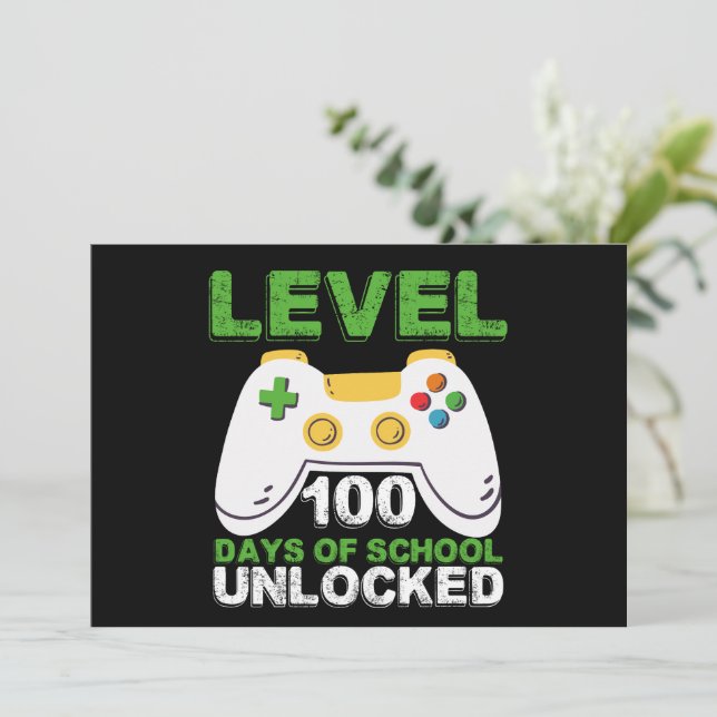 Invitation Niveau 100 Jours De Jeux Vidéo De Gamer Déverrouil (Debout devant)