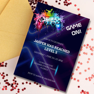 Invitation Niveau de jeu en haut Gamer Anniversaire