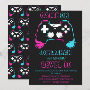Invitation Niveau du jeu vidéo jusqu'à la fête d'anniversaire