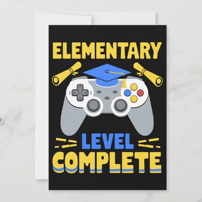 Invitation Niveau élémentaire Complet Jeu Gamer Graduation (Devant)