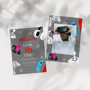 Invitation Niveau supérieur 10 Photo d'anniversaire de jeu vi