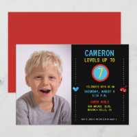 Niveau up Custom 7th Birthday Party Boy Photo