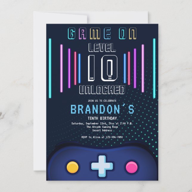 Invitation Niveau Up Video Game Controller Chaque année Anniv (Devant)