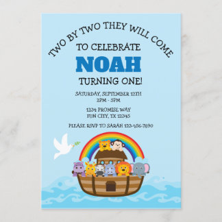 Invitation Noah's Ark First Birthday Party for Boys