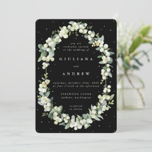 Invitation Noce Élégante à la Myrtille et à l'Eucalyptus Noir
