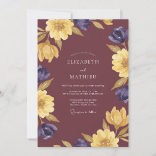 Invitation Noces à la Moutarde Prune Ranunculus Sauge
