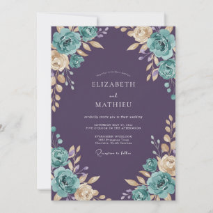 Invitation Noces à la Renoncule Turquoise et au Prunier Eucal