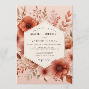Invitation Noces à l'anémone poétique en terre cuite