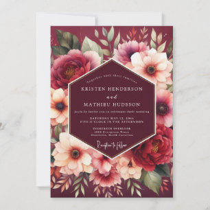 Invitation Noces Alchimie Fleur Burgonde