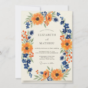Invitation Noces Ambre Cobalt Cosmos Eucalyptus