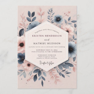 Invitation Noces Anémone Poétique Bleu Acier