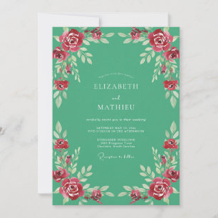 Invitation Noces au pétale de rubis écume de mer