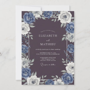 Invitation Noces au Pétales d'Acier et de Prune