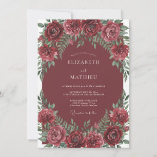 Invitation Noces au Ranunculus Cramoisi Poussiéreux et Eucaly