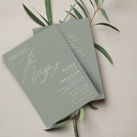 Noces blanches Sage vert moderne RSVP QR Code