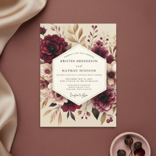 Invitation Noces Botaniques Romantiques au Bourgogne