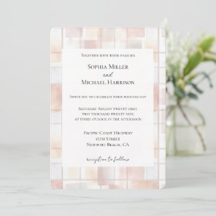 Invitation Noces Carrés Rose Pêche