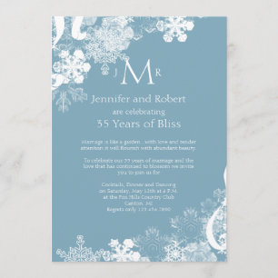Invitation Noces d'anniversaire de mariage flocon de neige bl