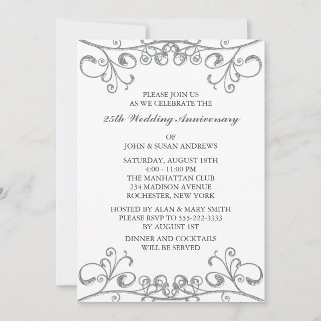 Invitation Noces d'argent 25 ans de mariage (Devant)