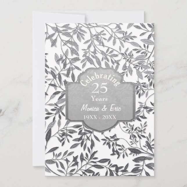 Invitation Noces d'argent 25e anniversaire de mariage blanc (Devant)