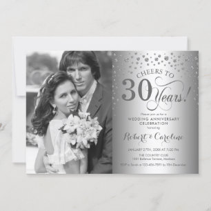 Invitation Noces d'argent 30 ans de mariage avec photo