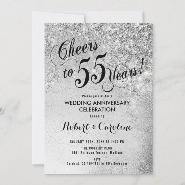 Invitation Noces d'Argent 55 ans de mariage (Devant)