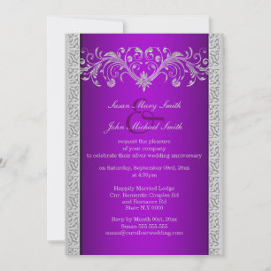 Invitation Noces d'argent violet floral